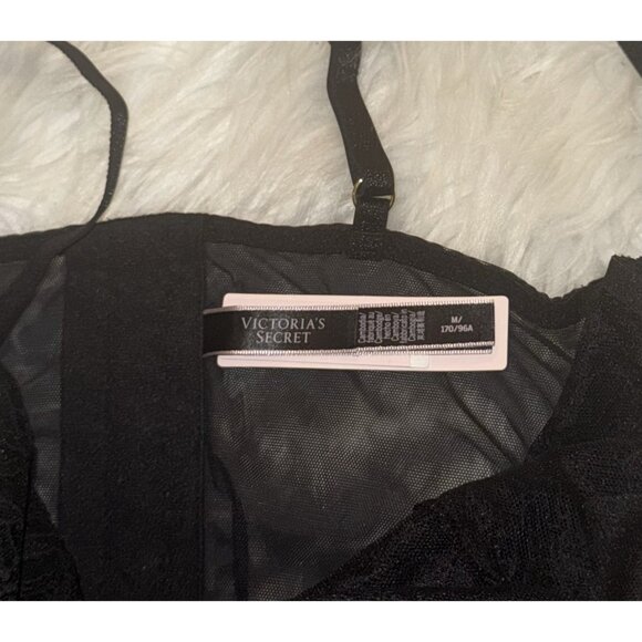 Victorias Secret Lace Longline Bra Corset Underwire Womens M Medium Black New - Picture 4 of 7